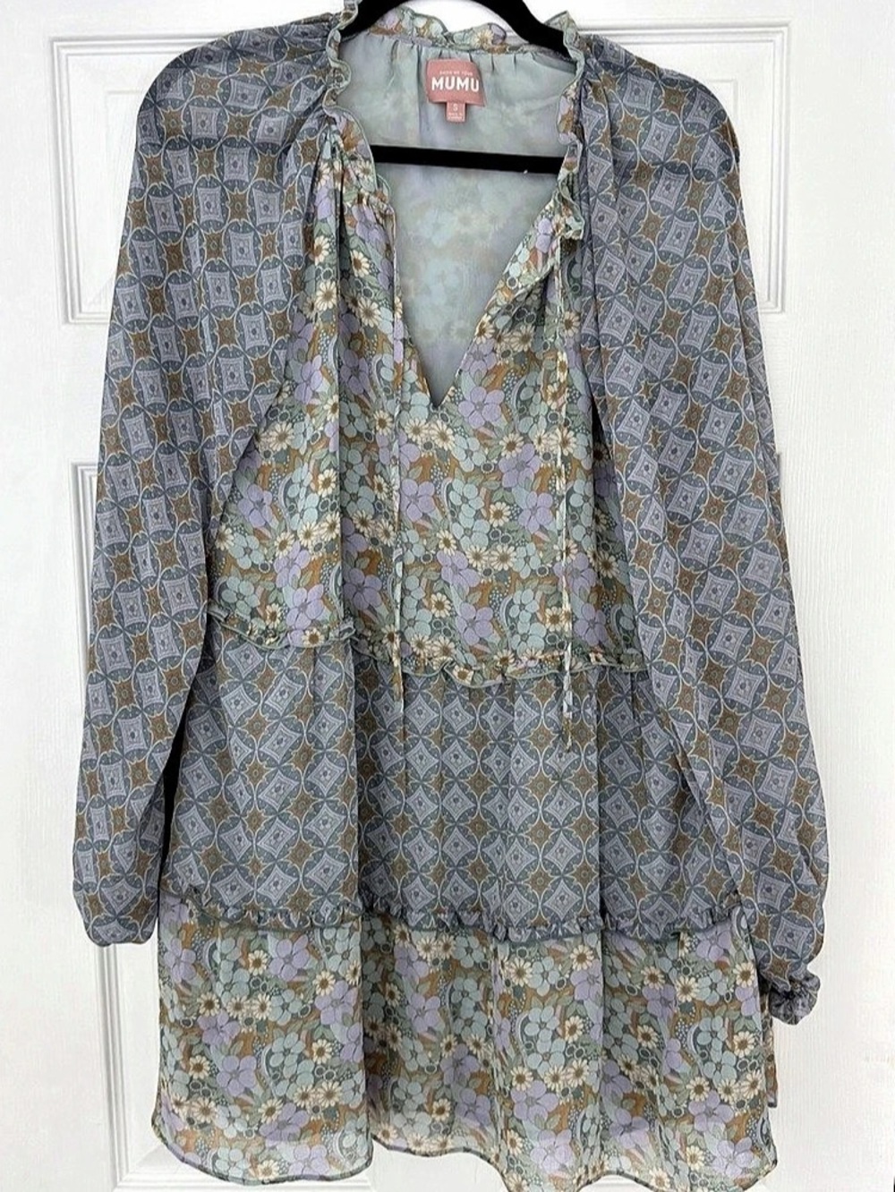 Show Me Your Mumu Floral Mini Dress Blue & Pink Size Small